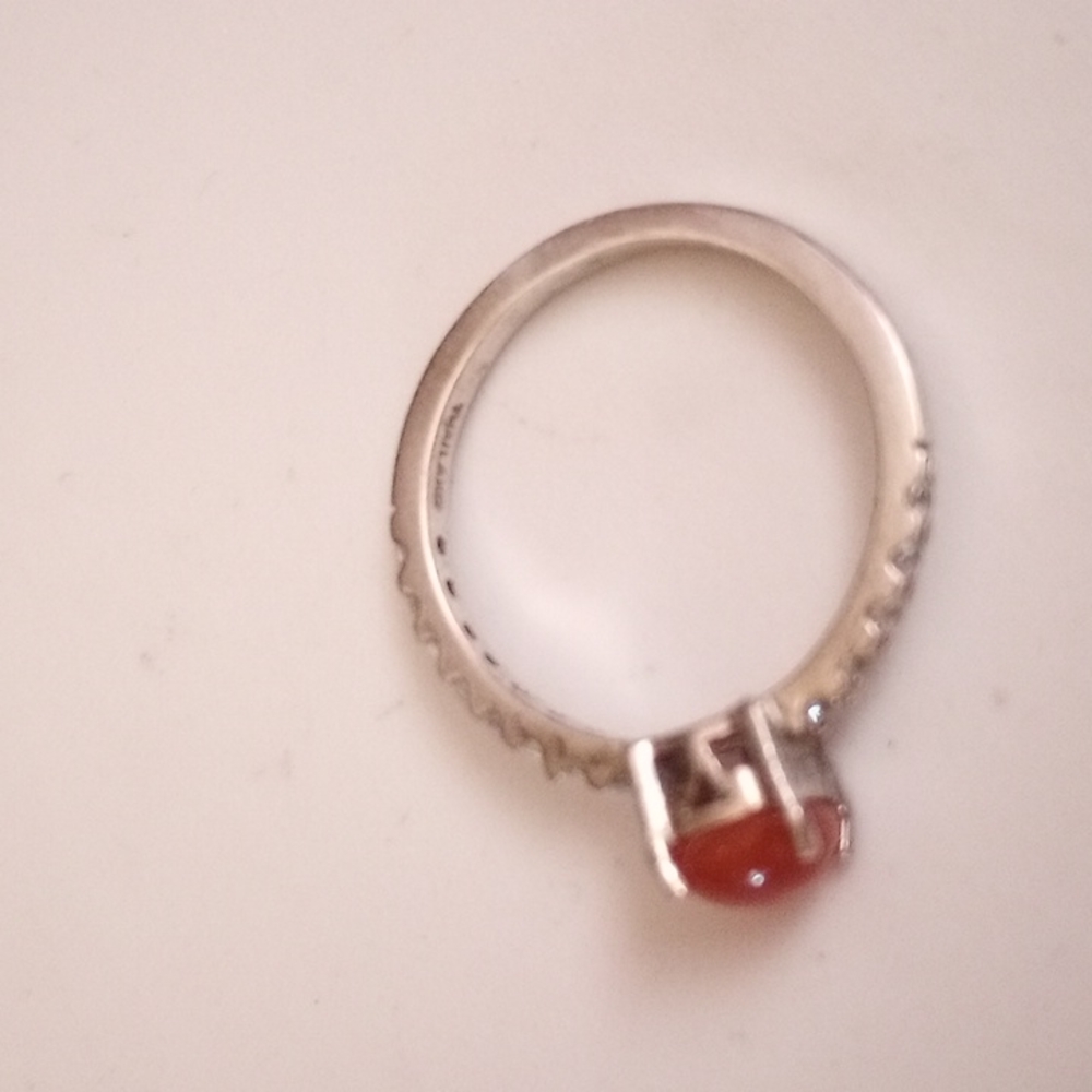 Vtg Real Ss Carnelian & Sapphire Ring - image 7